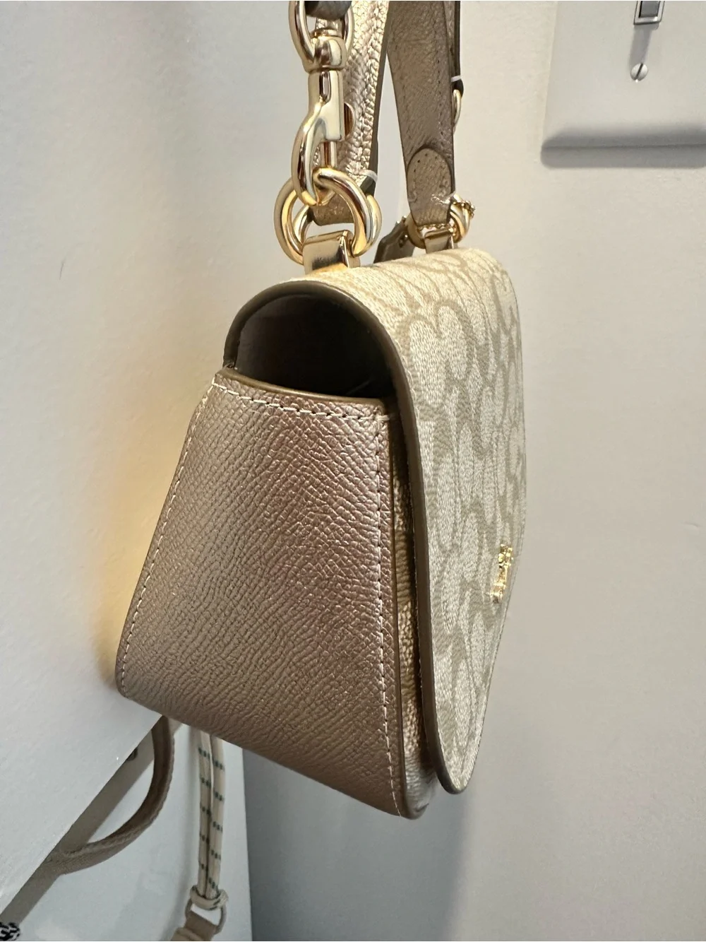 Coach Metallic Gold Signature Crossbody with Top Handle